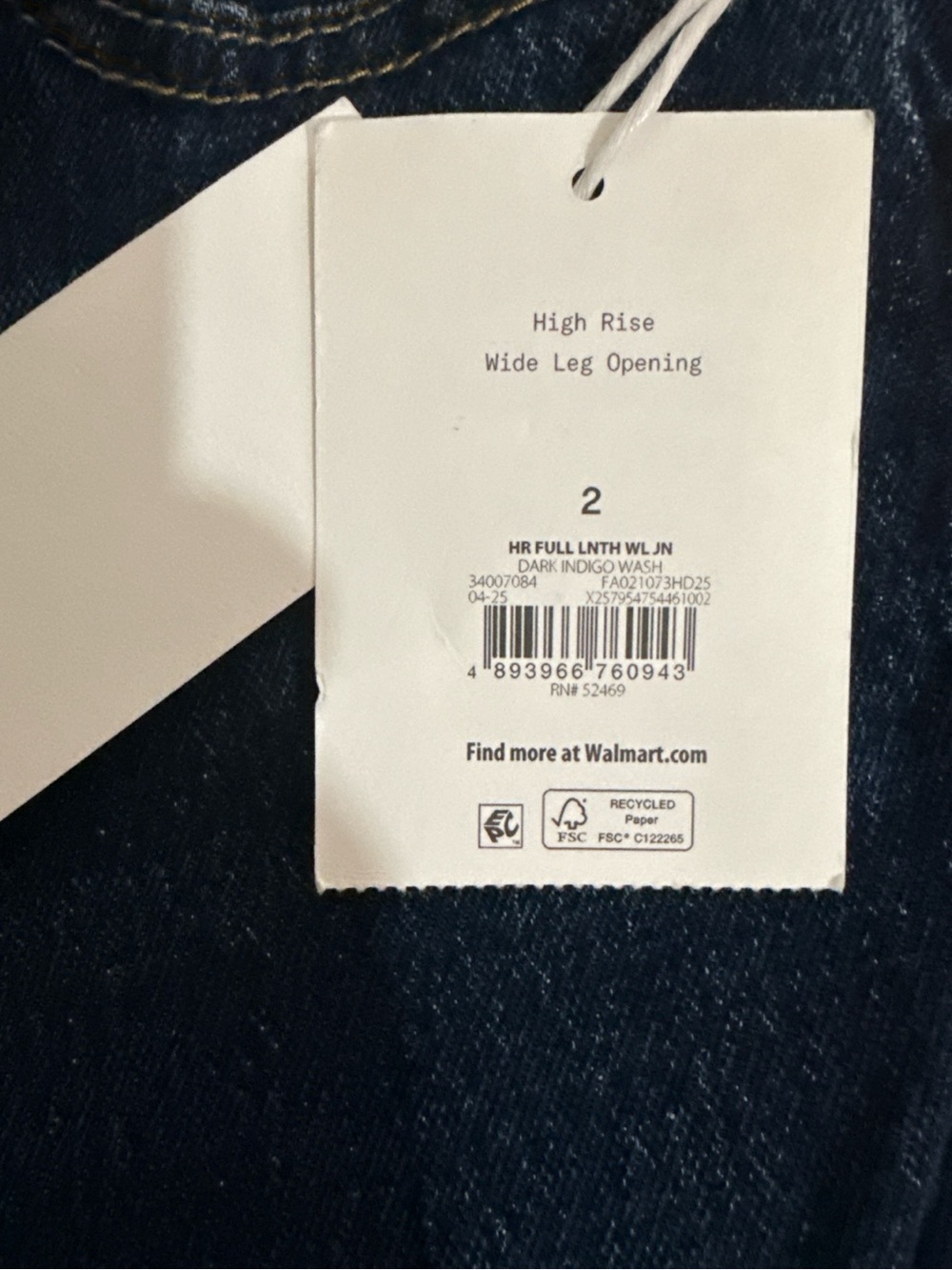 NWT Free Assembly High Rise Wide Leg Jeans Size 2 Dark Indigo - Picture 8 of 9
